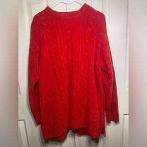 Women’s Large Stitches In‎ Time Pullover Red Soft Acrylic  Long Sleeve Sweater